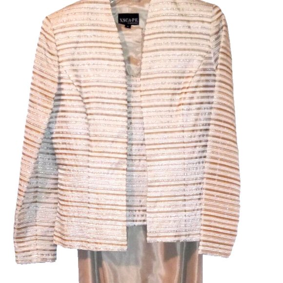 2pc formal dress size 4 eveningwear XScape by Lawrence Kurtz Woman's Champagne - Picture 5 of 12